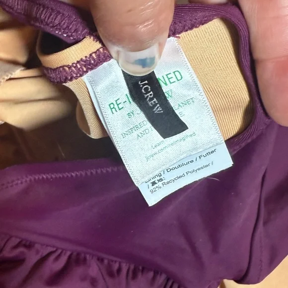 J. Crew Ruched One-Shoulder One-Piece
Swimsuit Iris Purple 14 UPF 50 Padding - Picture 8 of 12